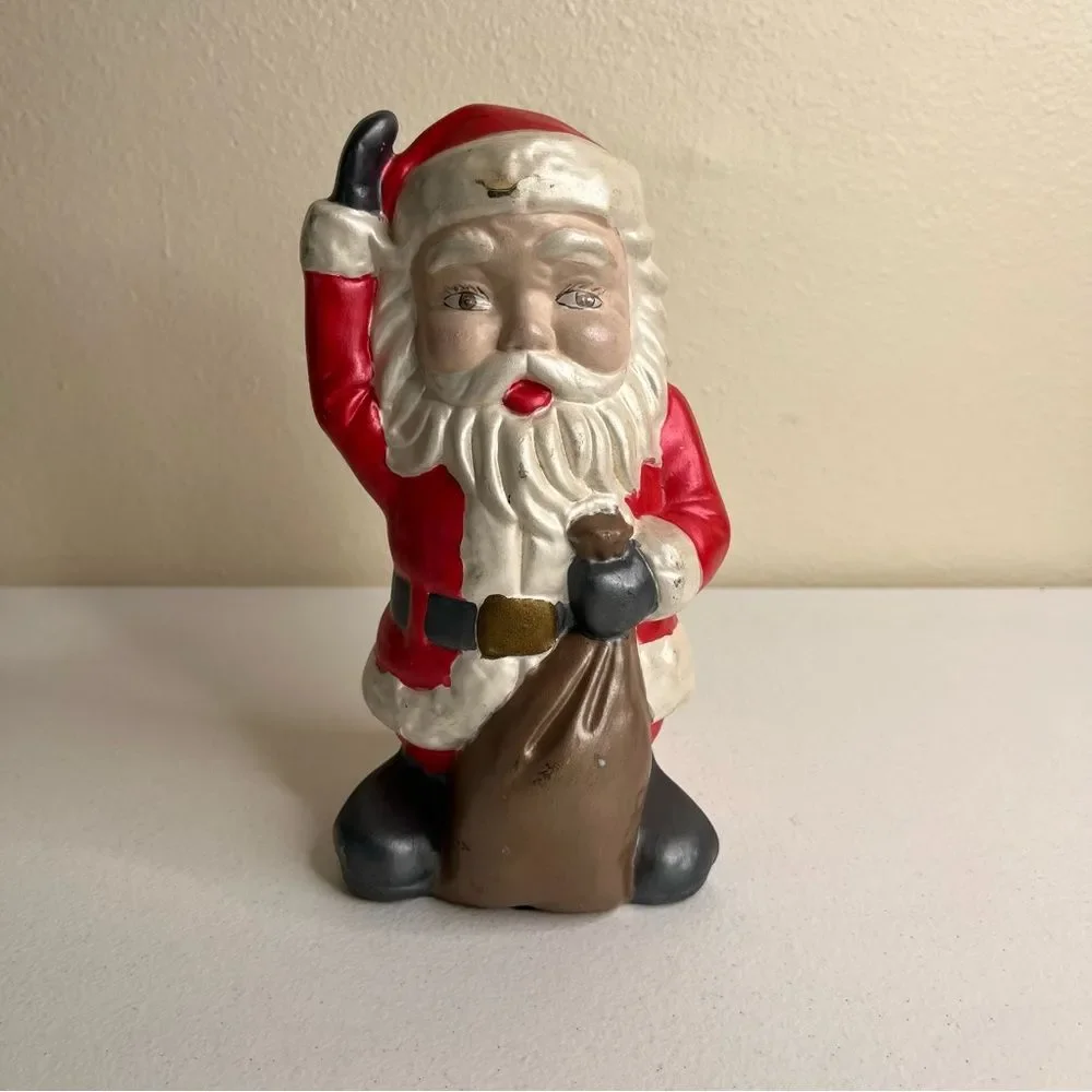 Vintage 70s Ceramic Santa Hobbyist Pottery Christmas Holiday Figurine Home Decor
